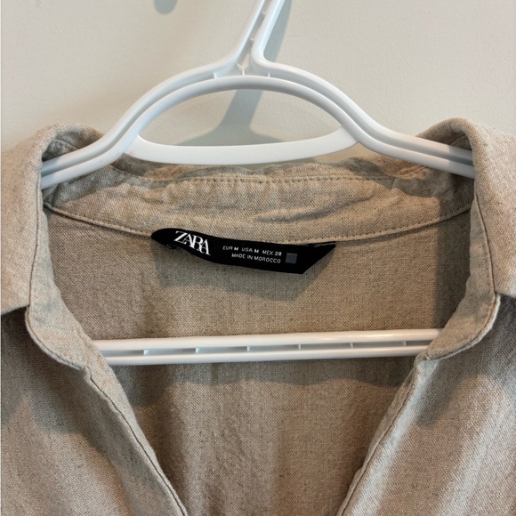 Zara Beige Linen Cargo Dress - Picture 3 of 5